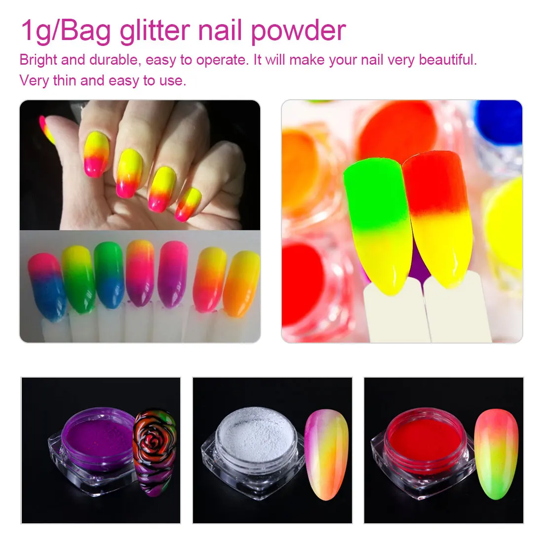 

UV Lighting For Nails Accessoires Nail Glitter Powder Chrome Fluorescent Phosphor Nail Design Polish Luminous Pigment