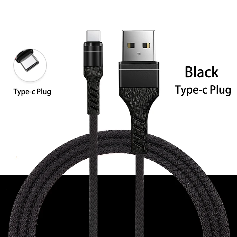Micro usb кабель для huawei samsung type c Быстрый зарядный кабель для oppo xiaomi 1 м Быстрый usb кабель для oneplus huawei p30 mate20 - Цвет: Type c  usb Black
