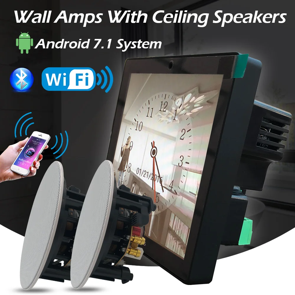 US $159.12 Android 71 System WIFI Bluetooth Wall Amplifier Audio Sound System Ceiling Speaker Cheap Set Wall Amps With Hearing Column