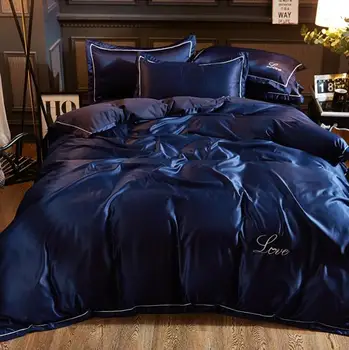 

Cotton Four-piece Set Naked Sleeping Skin-friendly Ice Silk European Silky Washed Silk Summer Bed Linen Bedding Bedding Sets