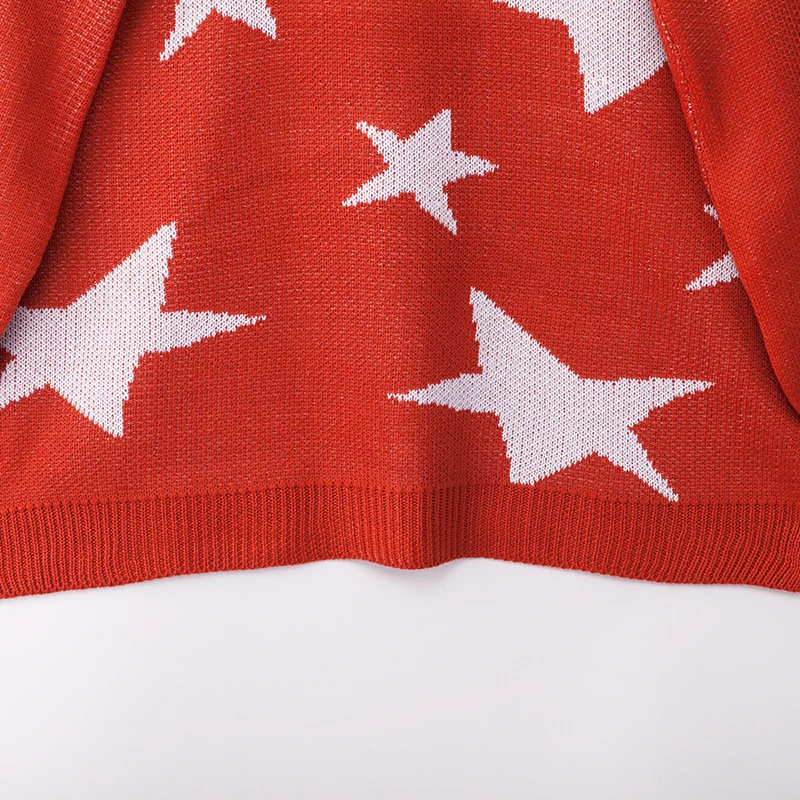 TWOTWINSTYLE женский свитер со звездами, v-образный вырез, рукав-фонарик, боковой пуловер Сплит, осенние свитера, Женская мода, новинка
