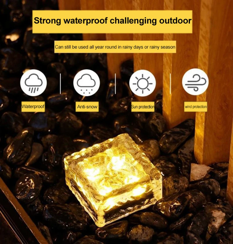 LED Ice Cube Brick Solar Lights Outdoor Decoration Lamp NEPROKE