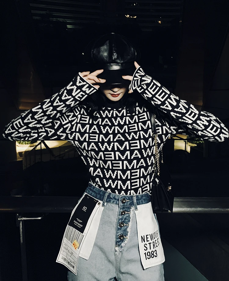 CHEERART уличная футболка женская с буквенным принтом Harajuku короткий топ с длинным рукавом трикотажная футболка женская зеленая мода осень