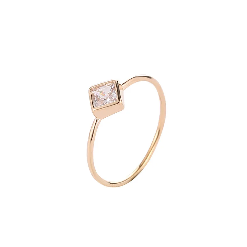 Изысканное простое кольцо из кубического циркония для женщин, роскошное модное женское кольцо, ювелирные изделия, эффектные геометрические горный хрусталь обручальные кольца - Цвет основного камня: gold