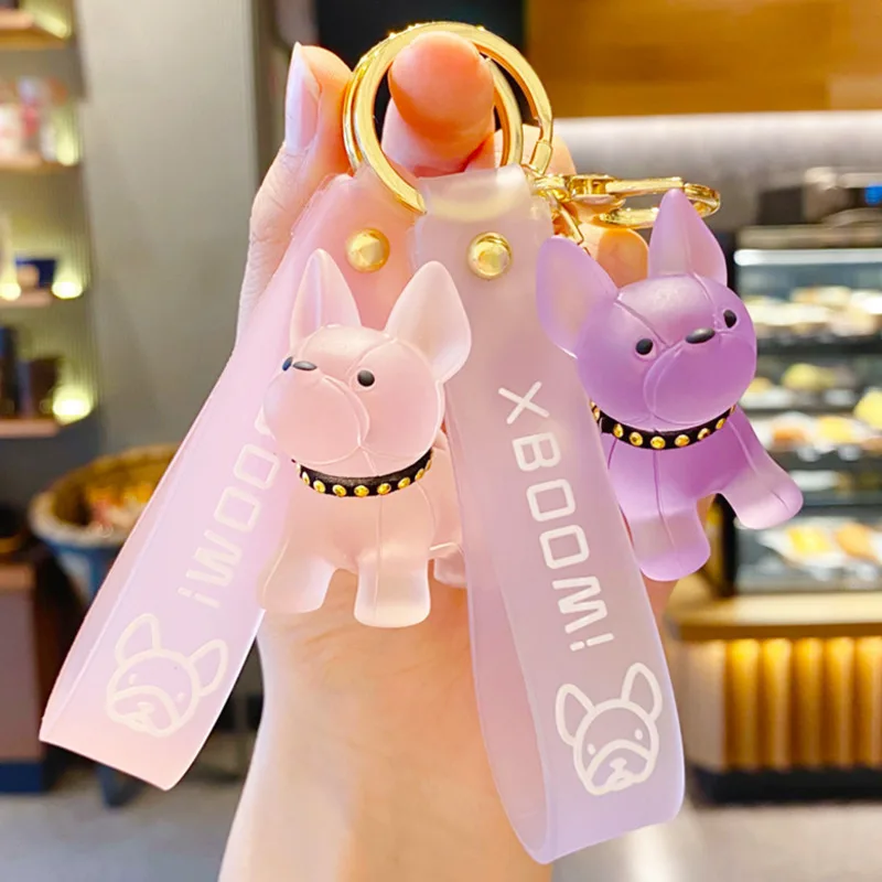 New Cartoon Resin Rabbit Keychain Cute Black Purple Pink White Trinket Bag  Car Metal Keyring Soft Lanyard Girl Boy Lover Gift