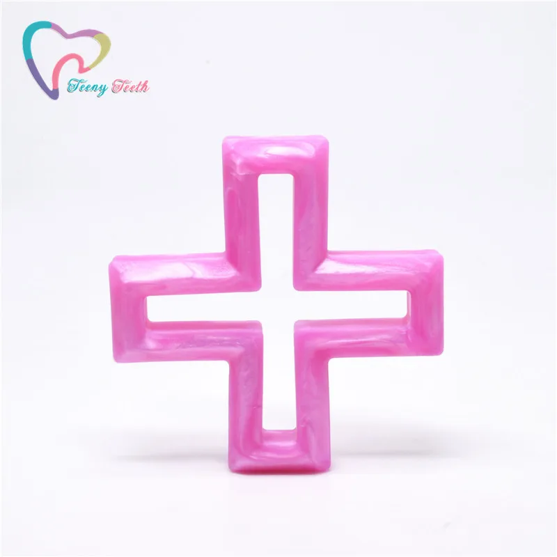 Metallic Hot Pink 1 шт., Пищевая силиконовая подвеска с крестиком для прорезывания зубов, игрушки для кормления ребенка, ожерелье для ребенка, щетка для прорезывания зубов, ручная работа, сделай сам, рукоделие, нагрудник, зажим - Цвет: Metallic Hot Pink