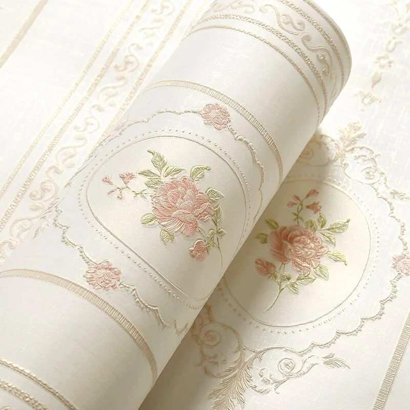 European Countryside Style Floral Wallpaper Room Bedroom Guest Room 3D Warm Non-Woven Wedding Background Wallpaper 3d wallpaper mural,wall covering wallpaper