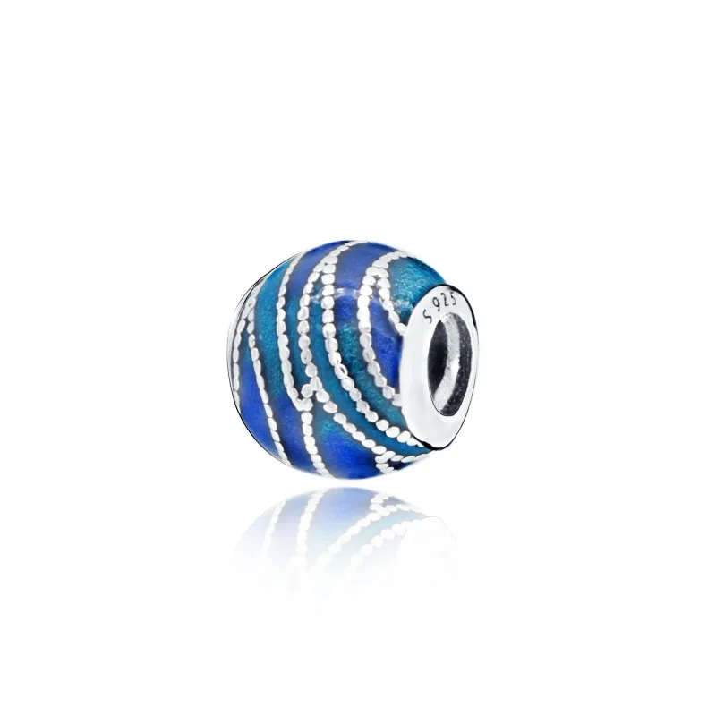 

2020 autumn New Blue Wave Charms 925 Sterling Silver Beads Pendant fit Original Pandora Bracelets Women DIY Jewelry