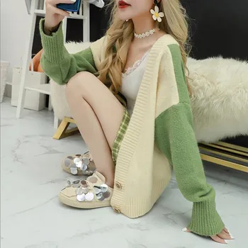 

Early Spring And Autumn New Korean Knit Cardigan Women Short Solid Color Long-sleeved Shirt Loose Sweater Coat