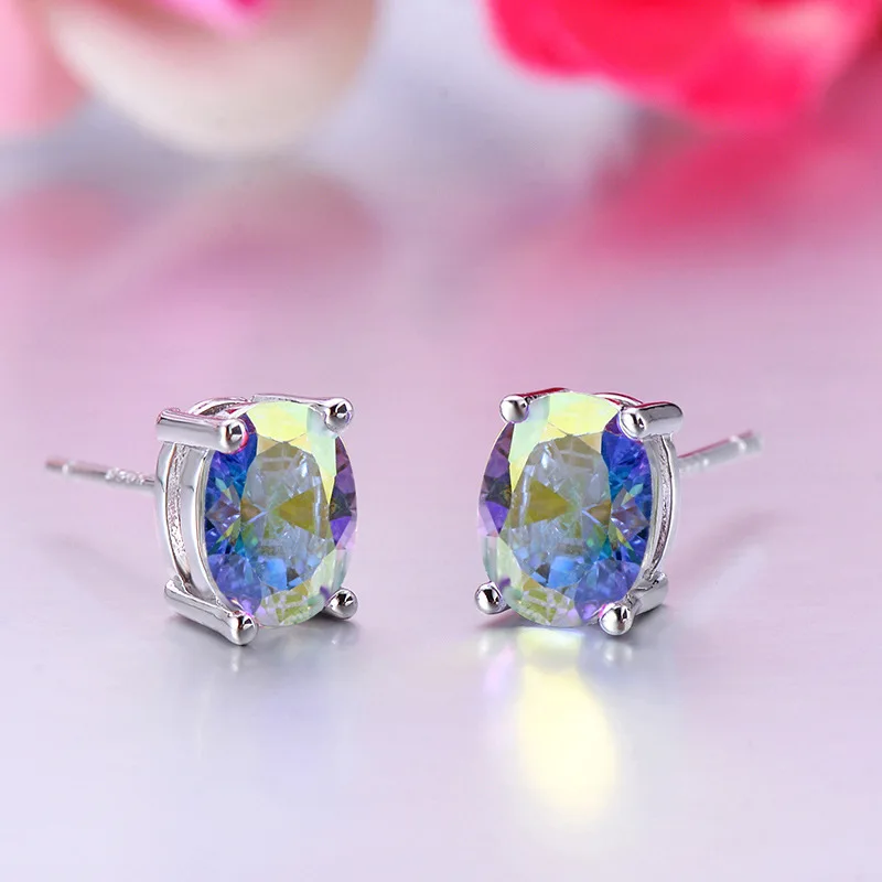 Модные цветные серьги гвоздики Plata 2019 геометрические для женщин блестящие CZ
