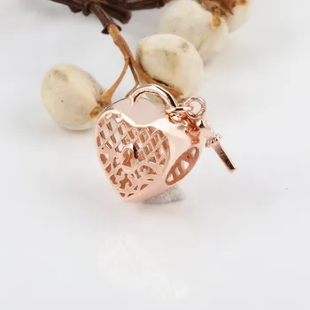 

Original 925 Sterling Silver Bead Rose Gold Hollow Lock Beads Fit Pandora Women Bracelet & Necklace Diy Jewelry