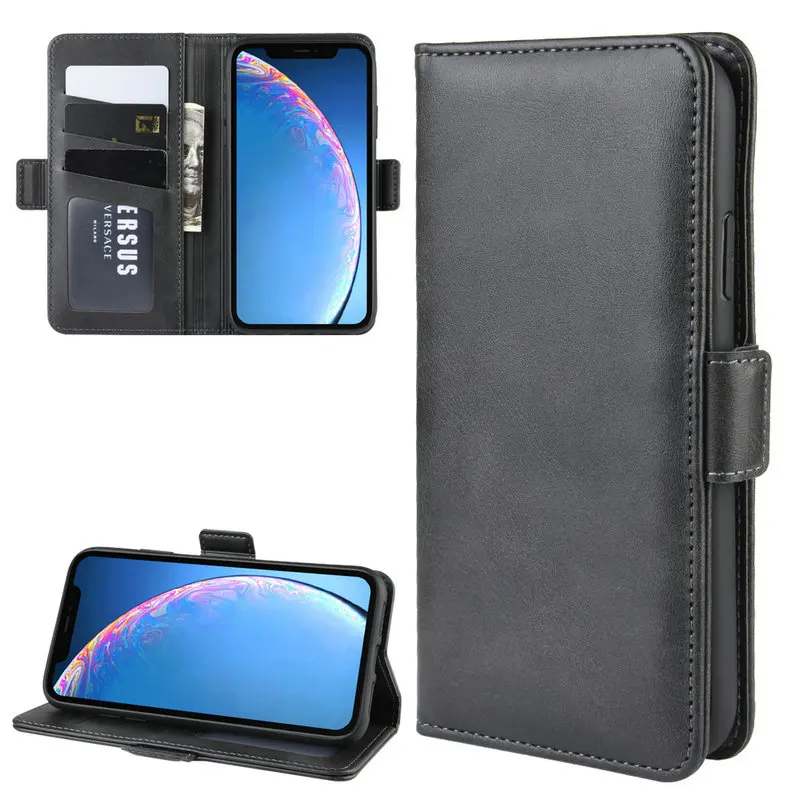 

For Apple iPhone 11 Pro 5.8" Wallet Case for iPhone 11 Pro Max 6.5" 6.1" Double Flip Leather Cover Phone Case Capa Etui Fundas>