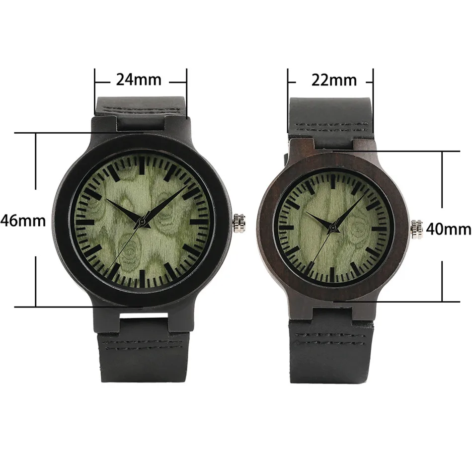 REDFIRE Forest Green Dial Wood Watches for Couple Minimalist Casual Lovers Genuine Leather Wrist Watches Valentines 3