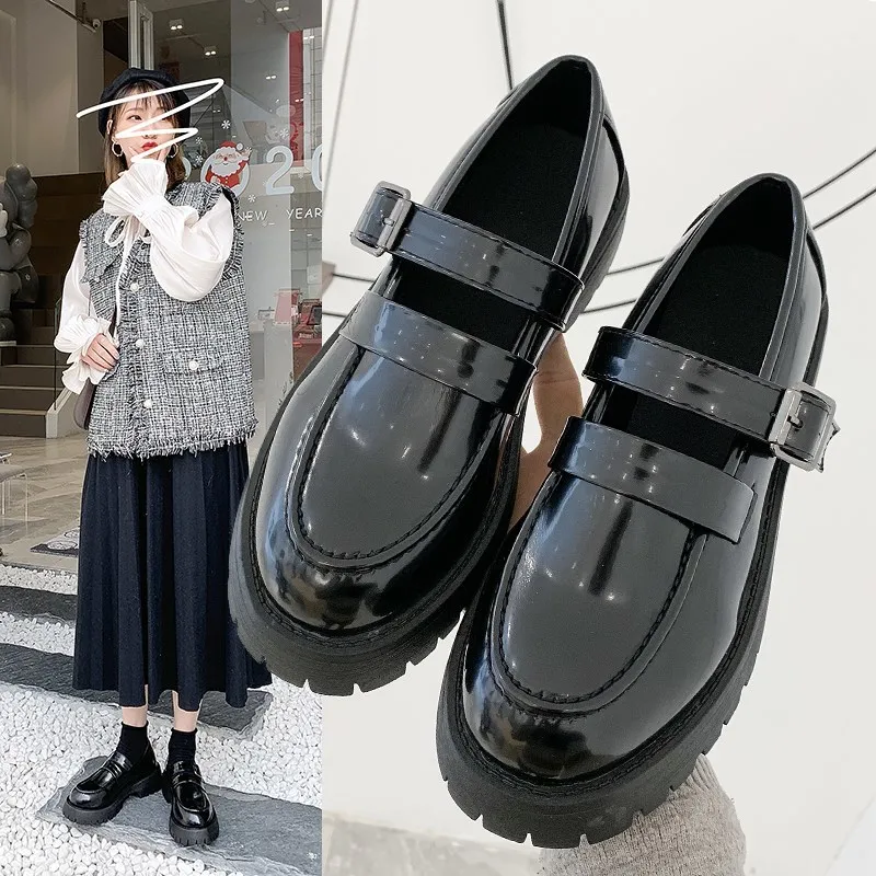 

All-Match Womens Derby Shoes Loafers With Fur British Style Round Toe Clogs Platform 2020 Fashion Women's Female Footwear