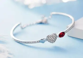 

YGU10 925 Silver Love Zircon Girls Bracelet Circular Crystal Bracelet Birthday Festival Girls Gift