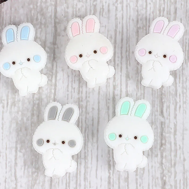

10pc Mini Rabbit Silicone Beads Chew Necklace Teething Beads BPA FREE Silicone Baby Teether
