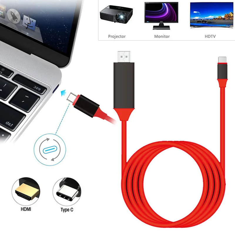 2 м usb type-C к HDMI кабель 4K 1080P HDTV адаптер для MacBook Air Pro для samsung S9 S10 S8 Plus Note 8 Note 9 HDTV кабель