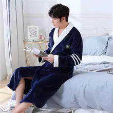 Повседневные мягкие фланелевые мужские халаты халат-кимоно плюс размер пижамы Ночная рубашка зимняя теплая домашняя пижама плюс размер