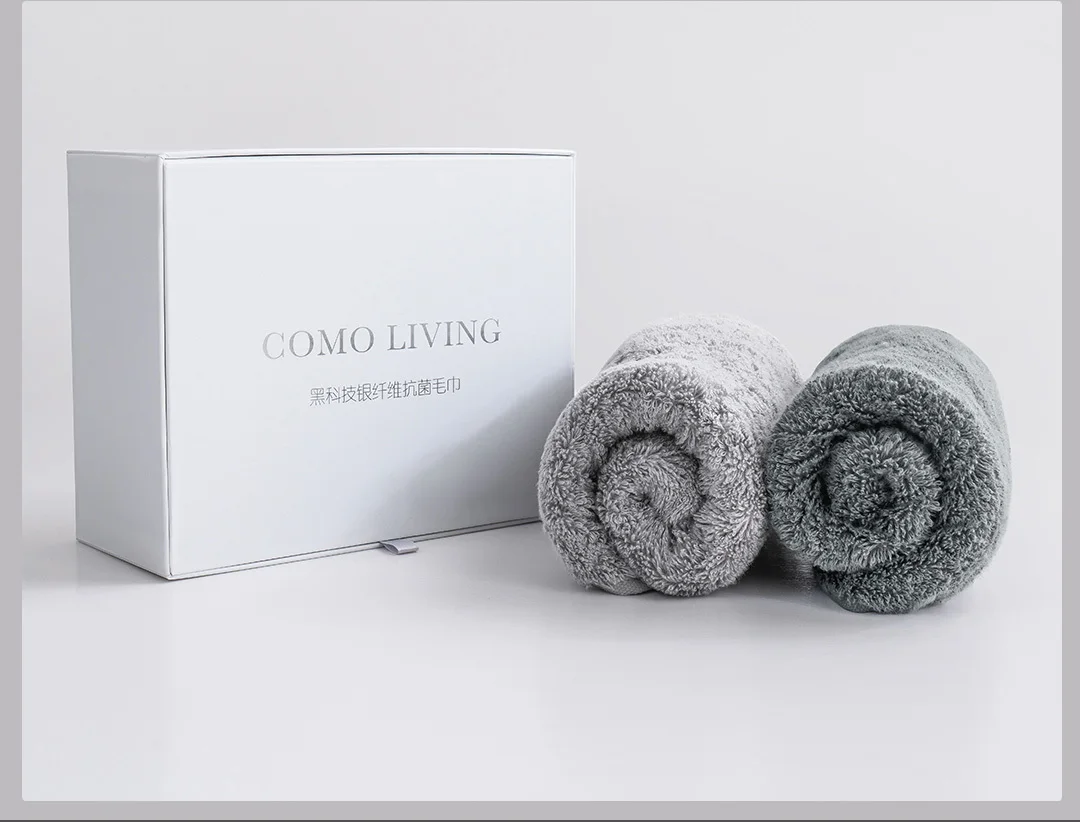 Xiaomi Youpin COMO живое Черное и Серебряное волокно антибактериальное полотенце мягкое и удобное 32x76 см Впитывающее и долговечное полотенце