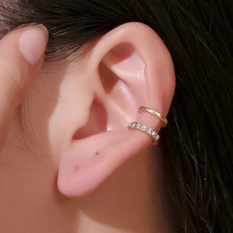 Modyle moda Punk Rock Geometric oreja Cuff para mujeres Vintage plata gemelos unisex Clip pendientes sin Piercing Declaración