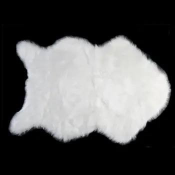 

Super Soft Faux Sheepskin Chair Cover Warm Hairy Carpet Seat Pad Plain Skin Fur Plain Fluffy Area Rugs Washable Bedroom Mat
