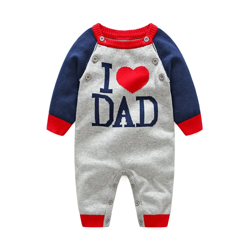 

Autumn And Winter INS Long Sleeve Yarn Love Mom And Dad Sweater Romper Baby Onesie