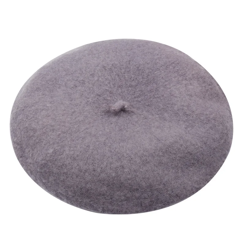 dark grey Одноцветный берет, женская шапка, шерсть, Теплые Зимние береты из французского фетра, шапки для женщин, Весенняя уличная шапка Лолиты для девочек и женщин - Цвет: dark grey