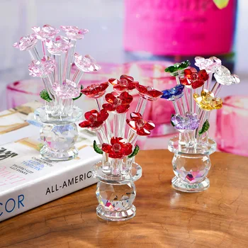 

Crystal Flower Tree Figurines Glass Fengshui Paperweight Crafts Home Wedding Decor Miniature Souvenirs Decor Ornament