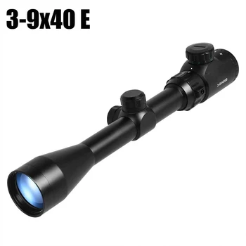 baratas 3-9x40 EG Rifle Âmbito Telêmetro Cruz Vista 3-9x Verde Vermelho LED Tactical Optic Riflescope Hunting Rifle Scope Sniper Airsoft