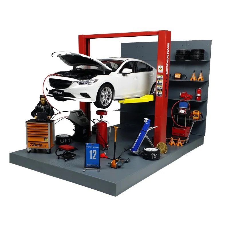 

1:18 Car Model Repair Scene Simulation decoration diecast Alloy Lift Elevator Vehicle toy accessories fans gift collection shows