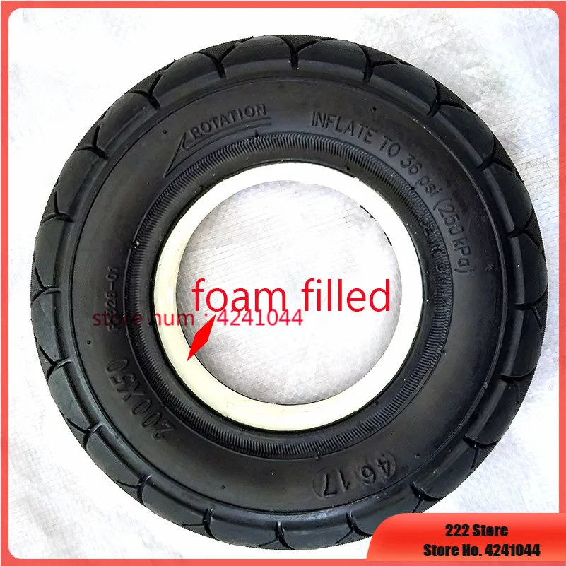 Solido Senza Camera D'Aria Del Pneumatico 200X50 (8X2) Solido/Riempito Di Gomma Piuma Pneumatico 200X50 Per Rasoio E100 E125 E200 Scooter