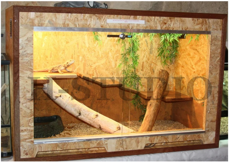 OSB черепаха Кормление инкубатор рептилия pet открыть большой Наклонный скалолазание ящерица деревянная коробка стекло