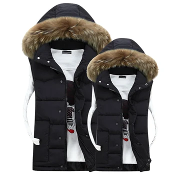 

Mn's & WoMan Couple Camouflage Vest Winter Men Fashion Design Big Fur Hooded Vest Male Cotton-Padded Waistcoat Jacket Coat