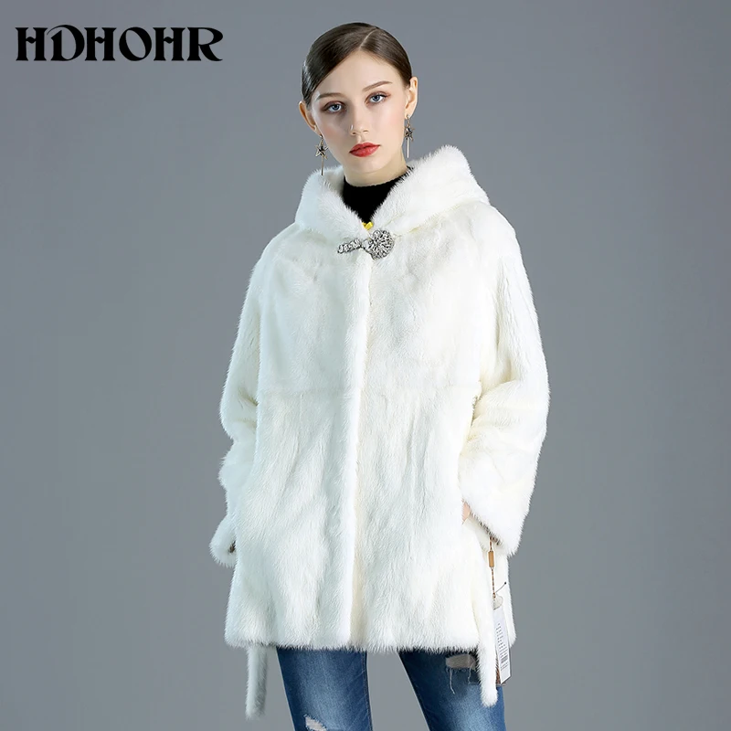 HDHOHR 2021 высококачественные настоящие меховые шубы из натуральной норки модные