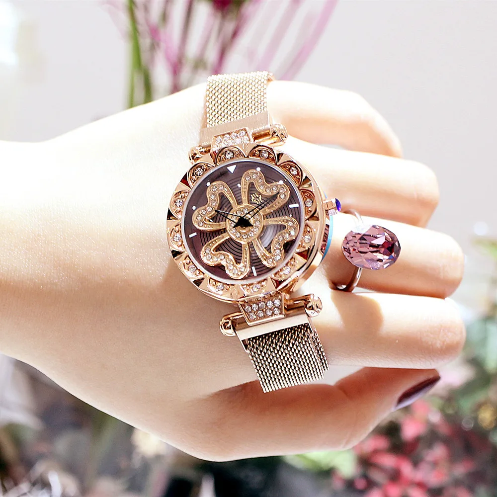 Роскошные магнитные женские часы с бриллиантами, креативные водонепроницаемые элегантные женские часы, кварцевые наручные часы для женщин, женские наручные часы