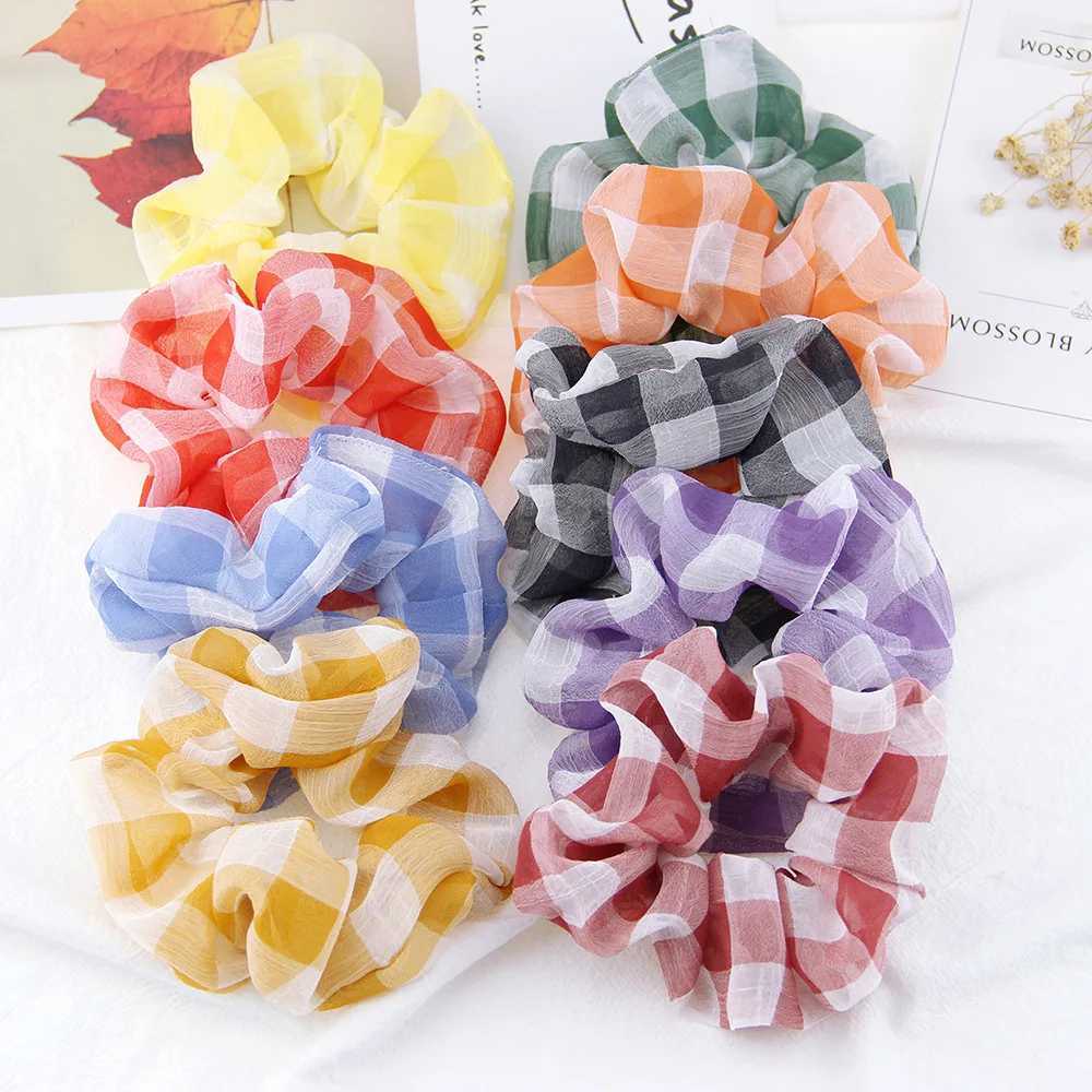 Новое поступление Женская клетчатая резинка для волос держатель конского хвоста