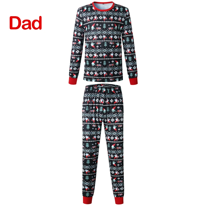 Christmas Pajamas Family Matching Clothes Family Look Mommy And Me Clothes Black Long Sleeve Printed Autumn Winter Homewear