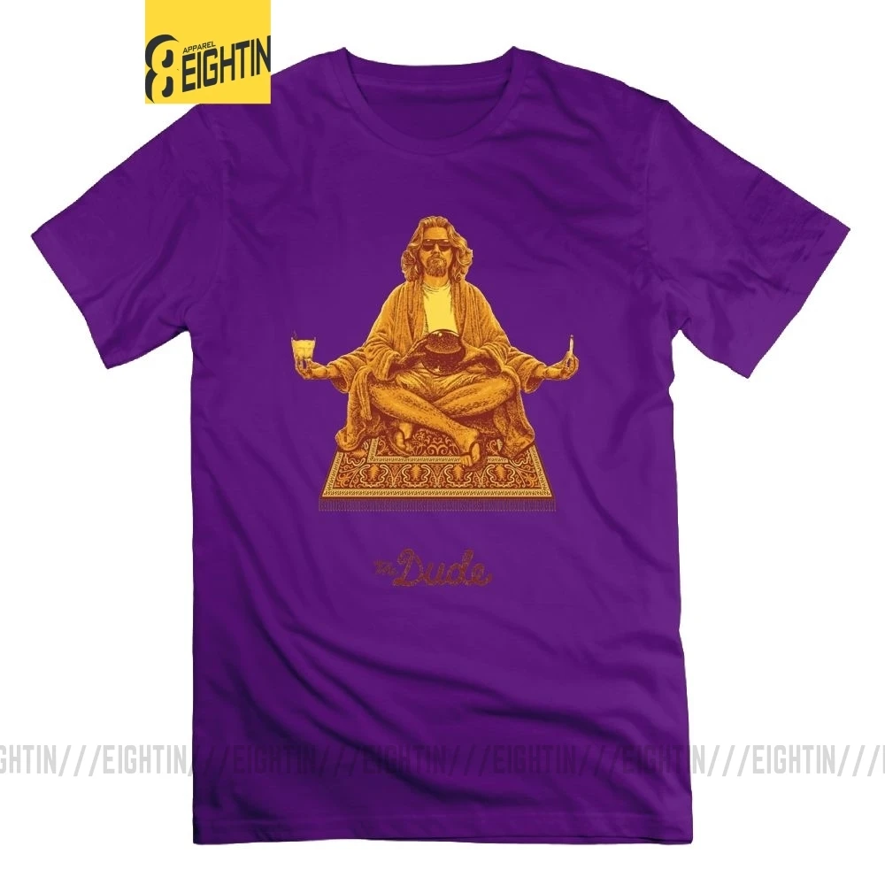 Футболка Eightin The Dude Budha The Big Lebowski с графическим принтом, удобные оригинальные мужские футболки из хлопка с круглым вырезом, футболки с коротким рукавом - Цвет: Фиолетовый