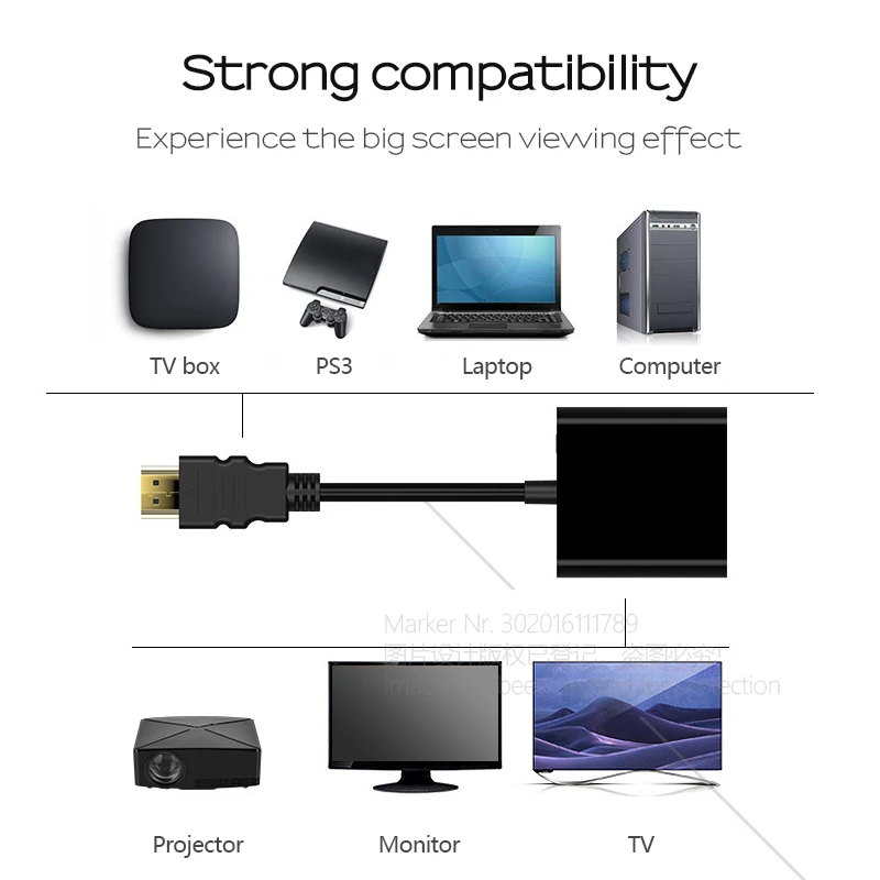 AUN HDMI к VGA HD конвертер адаптер. Высокое качество чип Мужской к Famale конвертер адаптер для ПК, проектор, опционально с аудио