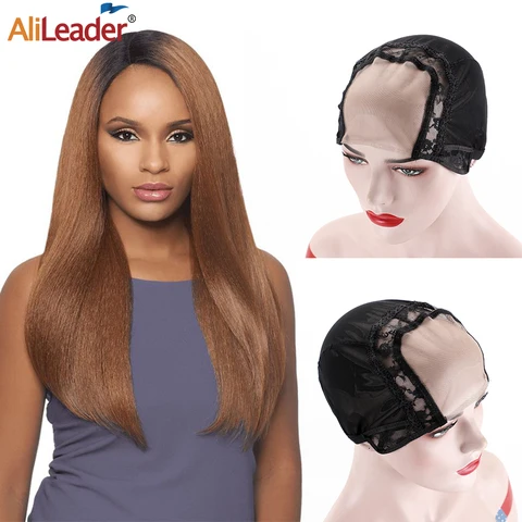 Boné com Alças Hairnet para Fazer Alileader Parte Laço Suíço Cabelo Humano Peruca Preta Ajustáveis Kit Onda Boné Frete Grátis 4*4 u Mod. 113670