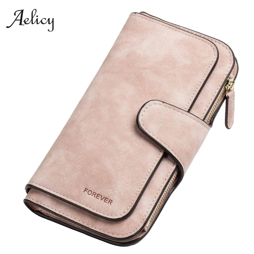 

Aelicy Women Wallets Scrub PU Leather High Quality Designer Zipper Long Wallet Card Holder Ladies Coin Purse Unisex Money Bag