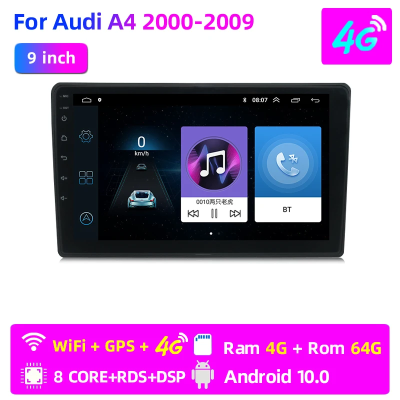 LUBELA-9 inch 2din Android car radio GPS navigation multimedia video player with bluetooth stereo receiver audio for Audi A4 B6 car stereo Car Radios