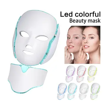 

LED Facial Mask Beauty Skin Rejuvenation Photon Light 7 Colors Mask with Neck Therapy Wrinkle Anti Acne Tighten Skincare