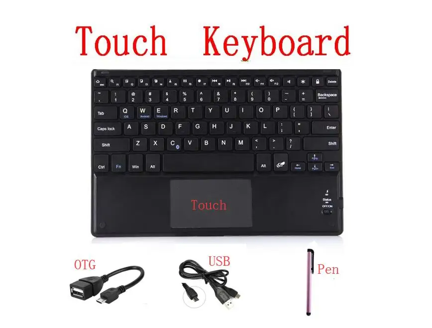 Универсальный чехол для телефона 7 цветов светодиодный подсветкой Беспроводной bluetooth-клавиатура для планшета для Android Mac OS для 9,7 10 10,1 дюймов чехол для планшета ПК - Цвет: Touch keyboard