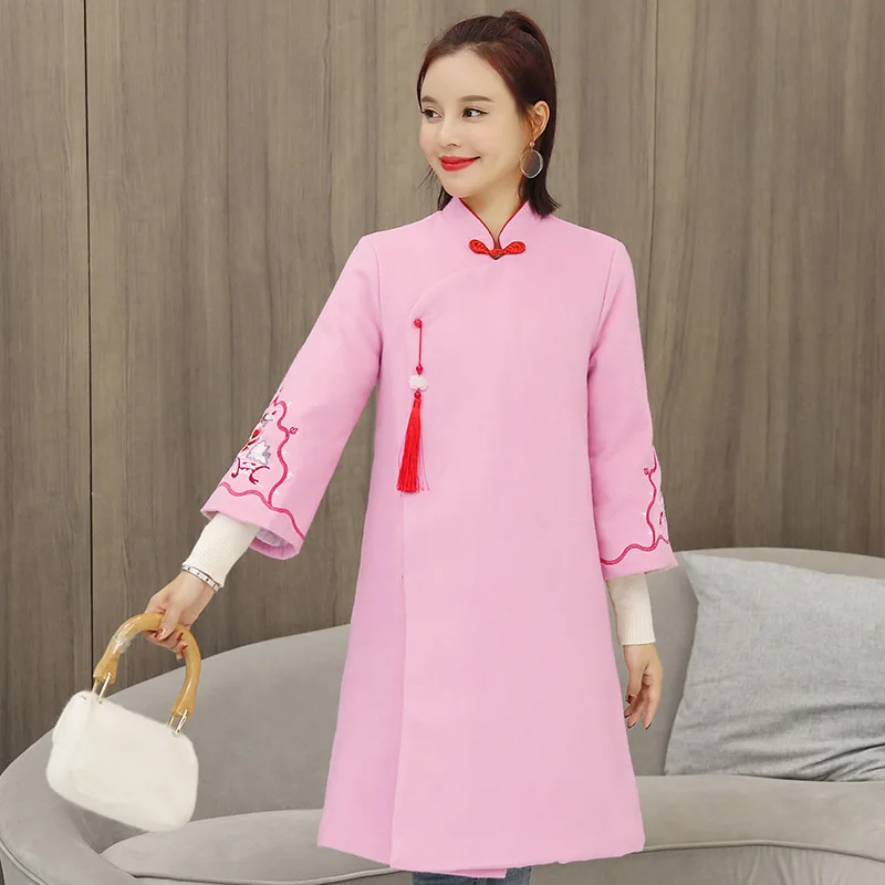 3756 плюс хлопок женское платье улучшенное Cheongsam мягкая Ретро Китайская одежда зимнее шерстяное пальто yan xi Guides