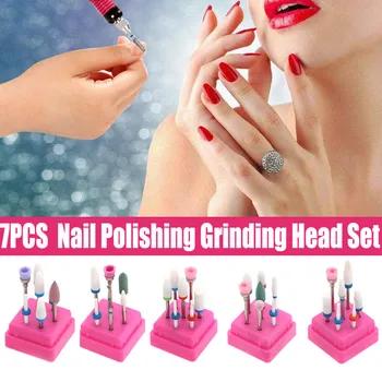 

7 Pcs Cutter for Manicure Tungsten Carbide Nail Drill Bit Set Milling Cutters with Nail File Holder Nail Art Pedicure Tools Kit