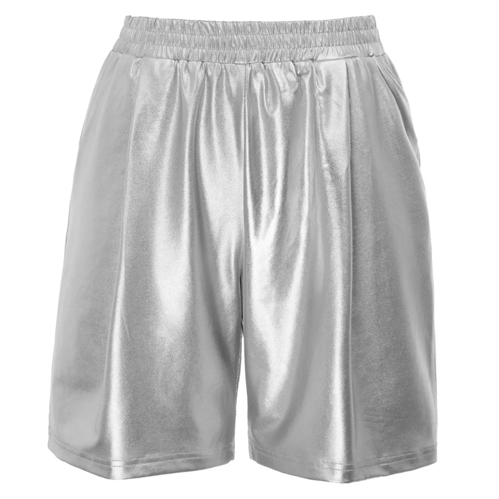 Женские брюки Croppe блестящие шорты с эластичной резинкой на талии вечерние