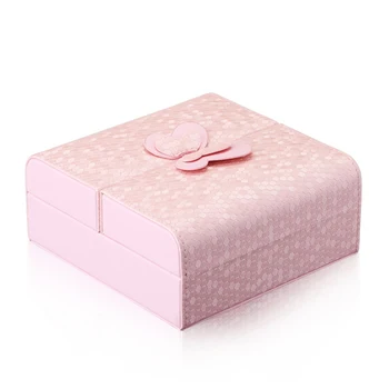 

Pink White Blue Leather Jewelry Organizer Holder Container Casket Storage Box Women Rings Earrings Jewelry Makeup Case