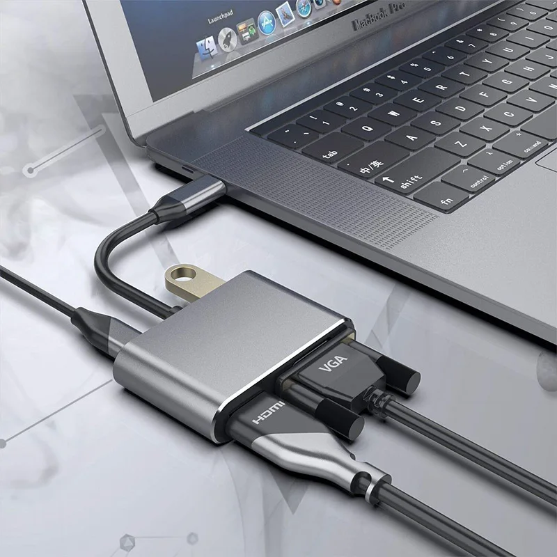 4 в 1 USB C HDMI Тип c к HDMI 4 к адаптер VGA USB3.0 аудио видео конвертер PD 87 Вт быстрое зарядное устройство для Macbook pro samsung s9 s10