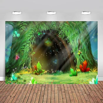 

Fantasy Dreamy Forest Tree Door Spring Newborn Baby Shower Portrait Backdrop Photography Background for Photo Studio Photocall